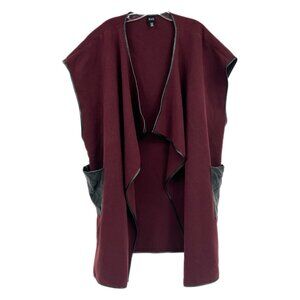 Saks Fifth Avenue Black Label Burgundy and Black Quilted Long Vest | Size XL